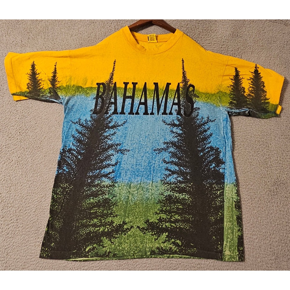 Vintage Sun Triangle Bahamas All Over Print T Shirt Mens XXL Nature Landscape